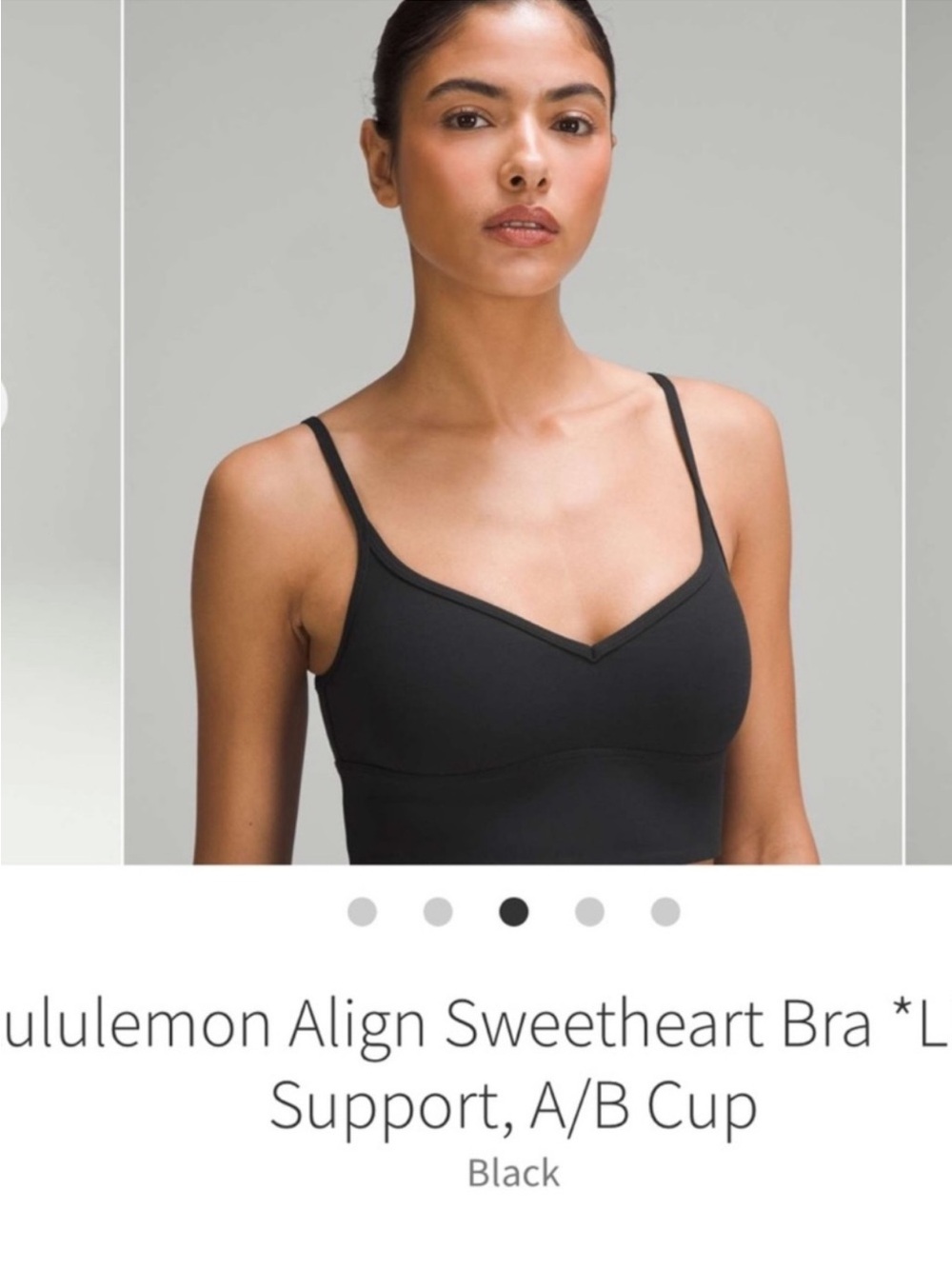 Lululemon Align Sweetheart Bra Light Support A/B Black Sz 6